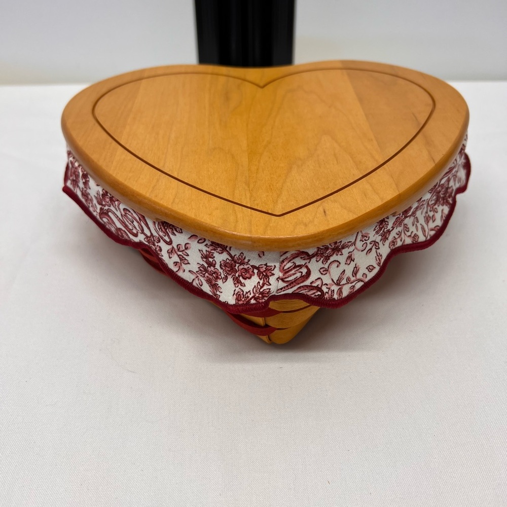 1999 Longaberger Love Letters Sweetheart Basket with red weave & Woodcrafts Lid